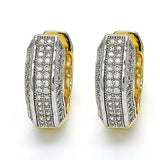 Oro Laminado Huggie Hoop, Gold Filled Style with White Micro Pave, Polished, Two Tone