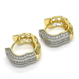 Oro Laminado Huggie Hoop, Gold Filled Style with White Micro Pave, Polished, Two Tone