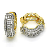 Oro Laminado Huggie Hoop, Gold Filled Style with White Micro Pave, Polished, Two Tone