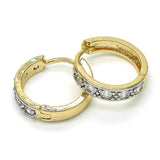 Oro Laminado Huggie Hoop, Gold Filled Style with White Cubic Zirconia, Polished, Two Tone