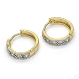 Oro Laminado Huggie Hoop, Gold Filled Style with White Cubic Zirconia, Polished, Two Tone