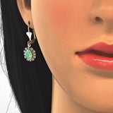 Oro Laminado Earring and Pendant Adult Set, Gold Filled Style Turtle Design, with Chrysolite Opal and White Crystal, Polished, Golden Finish