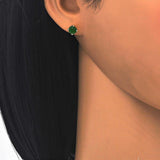 Oro Laminado Stud Earring, Gold Filled Style with Fern Green Cubic Zirconia, Polished, Golden Finish