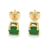 Oro Laminado Stud Earring, Gold Filled Style with Fern Green Cubic Zirconia, Polished, Golden Finish