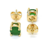 Oro Laminado Stud Earring, Gold Filled Style with Fern Green Cubic Zirconia, Polished, Golden Finish