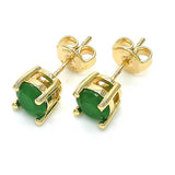 Oro Laminado Stud Earring, Gold Filled Style with Fern Green Cubic Zirconia, Polished, Golden Finish