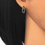 Oro Laminado Huggie Hoop, Gold Filled Style with Black and White Cubic Zirconia, Polished, Golden Finish