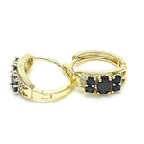 Oro Laminado Huggie Hoop, Gold Filled Style with Black and White Cubic Zirconia, Polished, Golden Finish