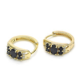 Oro Laminado Huggie Hoop, Gold Filled Style with Black and White Cubic Zirconia, Polished, Golden Finish
