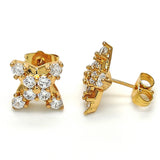 Oro Laminado Stud Earring, Gold Filled Style with White Cubic Zirconia, Polished, Golden Finish