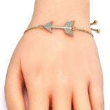 Oro Laminado Adjustable Bolo Bracelet, Gold Filled Style with White Cubic Zirconia, Polished, Golden Finish