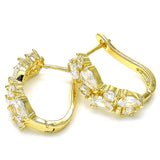 Oro Laminado Huggie Hoop, Gold Filled Style with White Cubic Zirconia, Polished, Golden Finish