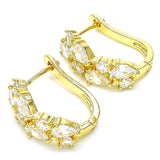 Oro Laminado Huggie Hoop, Gold Filled Style with White Cubic Zirconia, Polished, Golden Finish