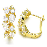 Oro Laminado Huggie Hoop, Gold Filled Style with White Cubic Zirconia, Polished, Golden Finish