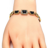 Oro Laminado Fancy Bracelet, Gold Filled Style with Black and White Cubic Zirconia, Polished, Golden Finish