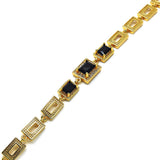 Oro Laminado Fancy Bracelet, Gold Filled Style with Black and White Cubic Zirconia, Polished, Golden Finish