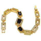 Oro Laminado Fancy Bracelet, Gold Filled Style with Black and White Cubic Zirconia, Polished, Golden Finish