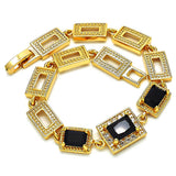 Oro Laminado Fancy Bracelet, Gold Filled Style with Black and White Cubic Zirconia, Polished, Golden Finish