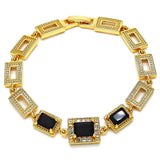 Oro Laminado Fancy Bracelet, Gold Filled Style with Black and White Cubic Zirconia, Polished, Golden Finish