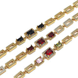 Oro Laminado Fancy Bracelet, Gold Filled Style with Black and White Cubic Zirconia, Polished, Golden Finish