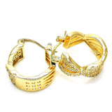 Oro Laminado Small Hoop, Gold Filled Style with White Micro Pave, Polished, Golden Finish