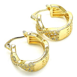 Oro Laminado Small Hoop, Gold Filled Style with White Micro Pave, Polished, Golden Finish