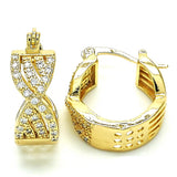 Oro Laminado Small Hoop, Gold Filled Style with White Micro Pave, Polished, Golden Finish