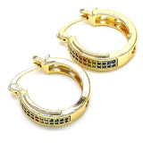 Oro Laminado Small Hoop, Gold Filled Style with Multicolor Micro Pave, Polished, Golden Finish