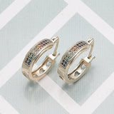 Oro Laminado Small Hoop, Gold Filled Style with Multicolor Micro Pave, Polished, Golden Finish