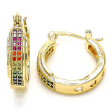 Oro Laminado Small Hoop, Gold Filled Style with Multicolor Micro Pave, Polished, Golden Finish