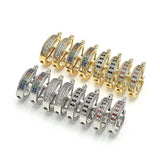 Oro Laminado Small Hoop, Gold Filled Style with Multicolor Micro Pave, Polished, Golden Finish