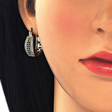 Oro Laminado Small Hoop, Gold Filled Style with Black and White Cubic Zirconia, Polished, Golden Finish