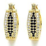 Oro Laminado Small Hoop, Gold Filled Style with Black and White Cubic Zirconia, Polished, Golden Finish