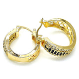 Oro Laminado Small Hoop, Gold Filled Style with Black and White Cubic Zirconia, Polished, Golden Finish