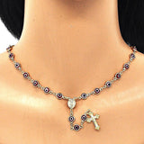Oro Laminado Medium Rosary, Gold Filled Style Guadalupe and Crucifix Design, Red Resin Finish, Golden Finish