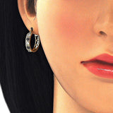 Oro Laminado Small Hoop, Gold Filled Style with Black and White Cubic Zirconia, Polished, Golden Finish