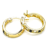 Oro Laminado Small Hoop, Gold Filled Style with Black and White Cubic Zirconia, Polished, Golden Finish