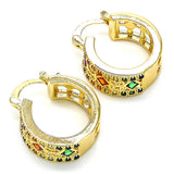 Oro Laminado Small Hoop, Gold Filled Style with Multicolor Cubic Zirconia, Polished, Golden Finish
