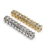 Oro Laminado Small Hoop, Gold Filled Style with Multicolor Cubic Zirconia, Polished, Golden Finish