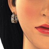 Oro Laminado Small Hoop, Gold Filled Style with Garnet and White Micro Pave, Polished, Golden Finish