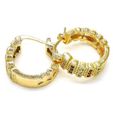 Oro Laminado Small Hoop, Gold Filled Style with Garnet and White Micro Pave, Polished, Golden Finish