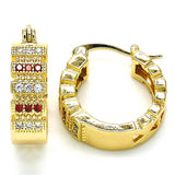 Oro Laminado Small Hoop, Gold Filled Style with Garnet and White Micro Pave, Polished, Golden Finish