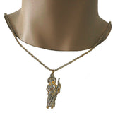Oro Laminado Religious Pendant, Gold Filled Style San Judas Design, Diamond Cutting Finish, Golden Finish