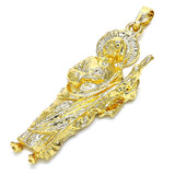 Oro Laminado Religious Pendant, Gold Filled Style San Judas Design, Diamond Cutting Finish, Golden Finish