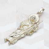 Oro Laminado Religious Pendant, Gold Filled Style San Judas Design, Diamond Cutting Finish, Golden Finish