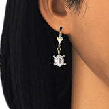 Oro Laminado Dangle Earring, Gold Filled Style Turtle Design, Polished, Tricolor