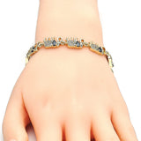 Oro Laminado Fancy Bracelet, Gold Filled Style Elephant and Fish Design, with Black and White Cubic Zirconia, Polished, Golden Finish