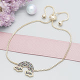Oro Laminado Adjustable Bolo Bracelet, Gold Filled Style with Multicolor Micro Pave, Polished, Golden Finish