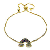 Oro Laminado Adjustable Bolo Bracelet, Gold Filled Style with Multicolor Micro Pave, Polished, Golden Finish