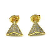 Oro Laminado Stud Earring, Gold Filled Style with White Micro Pave, Polished, Golden Finish